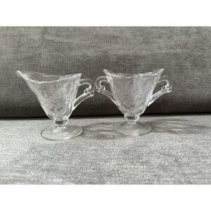 HEISEY ORCHID ETCHED PATTERN SMALL CREAMER & OPEN SUGAR IN EXCELLENT CONDITION